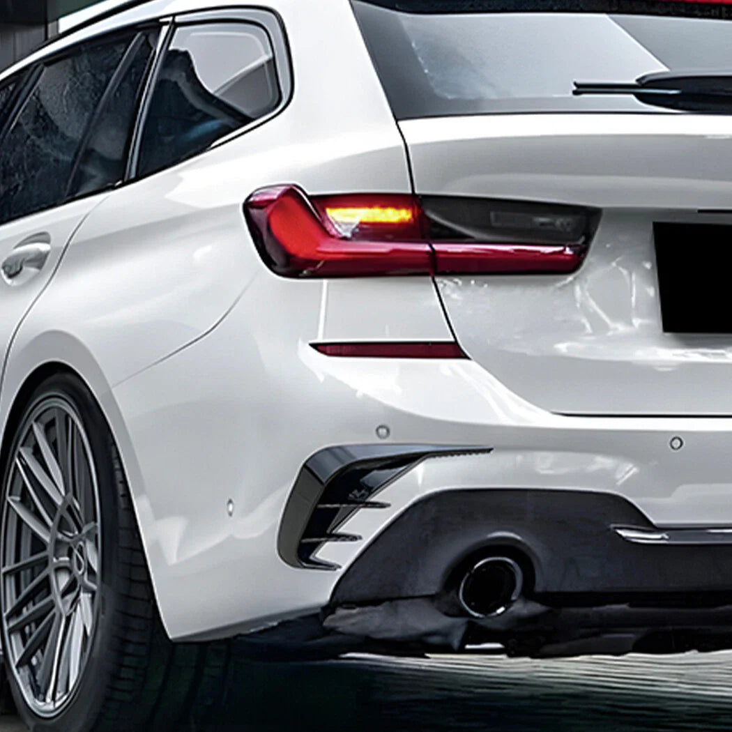 Black Carbon Style Trim Canards for BMW 3-Series Estate (2019–2022)