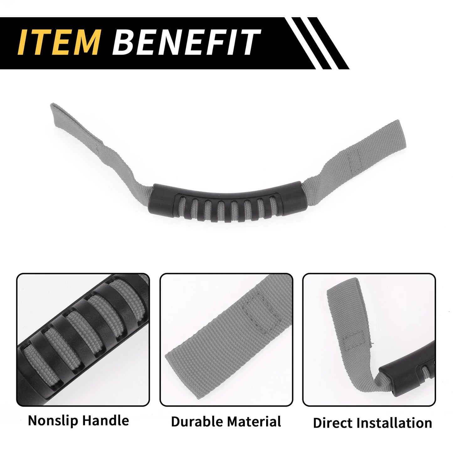 2 Pcs Headrest Grab Handles for Jeep Wrangler (2007–2018) Gray