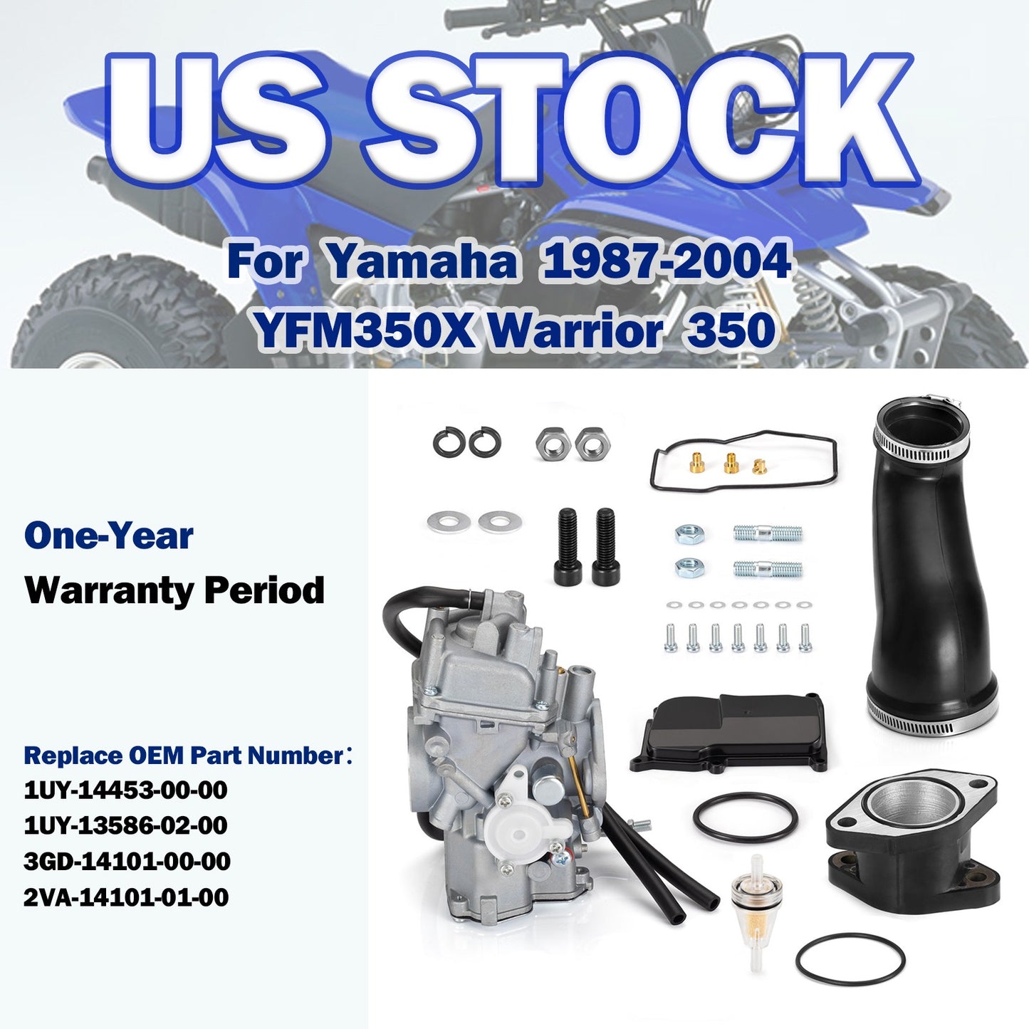 Carburetor and Intake Manifold Boot for Yamaha Warrior 350 (1987–2004)