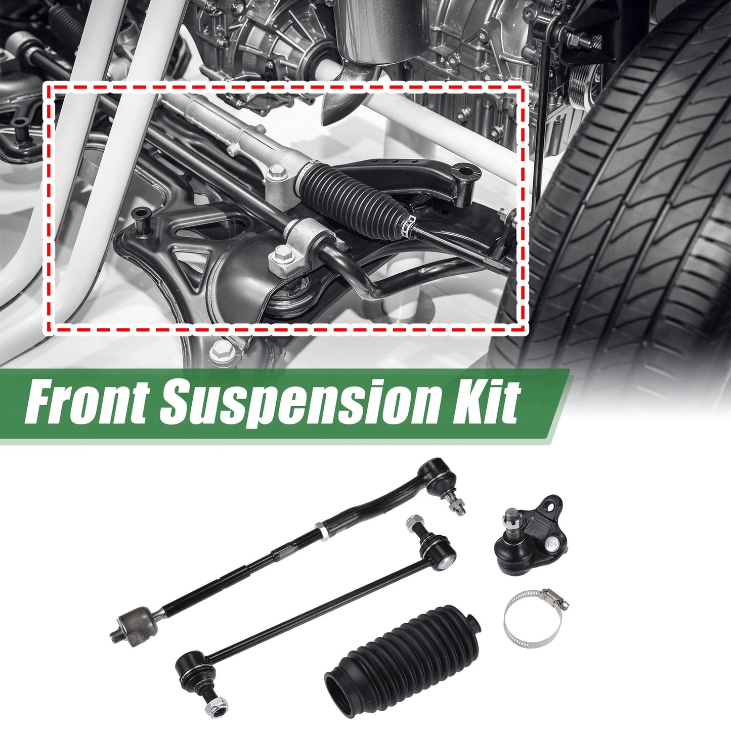 10pcs Front Suspension Kit Tie Rod End Sway Bar Link for Toyota Corolla (2003–2008)