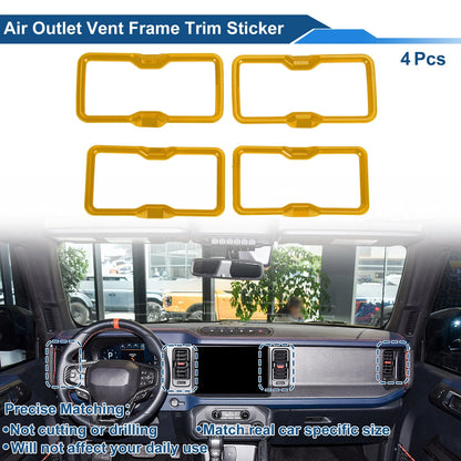 Set of 4 Air Condition Outlet Vent Trim Covers for Ford Bronco (2021–2024) Yellow