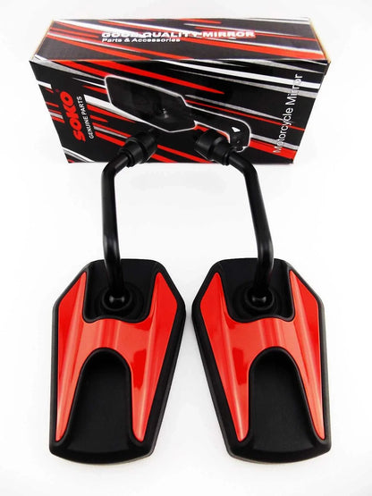 Black Red Hex Soko Mirrors for Suzuki GN250 (1981-2008)
