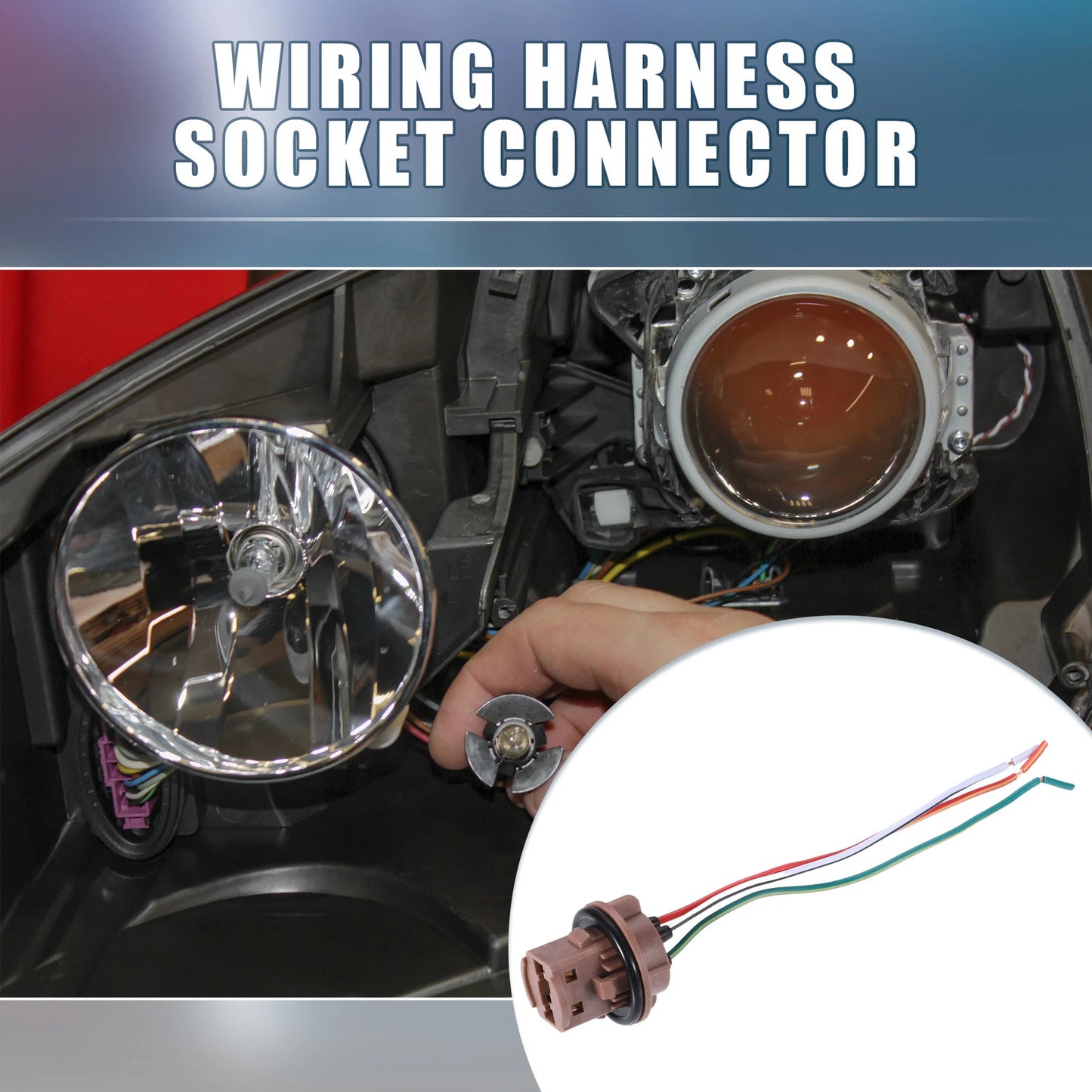 Set of 6 7443 T20 Bulb Socket Harness for Turn Signal Brake Lights