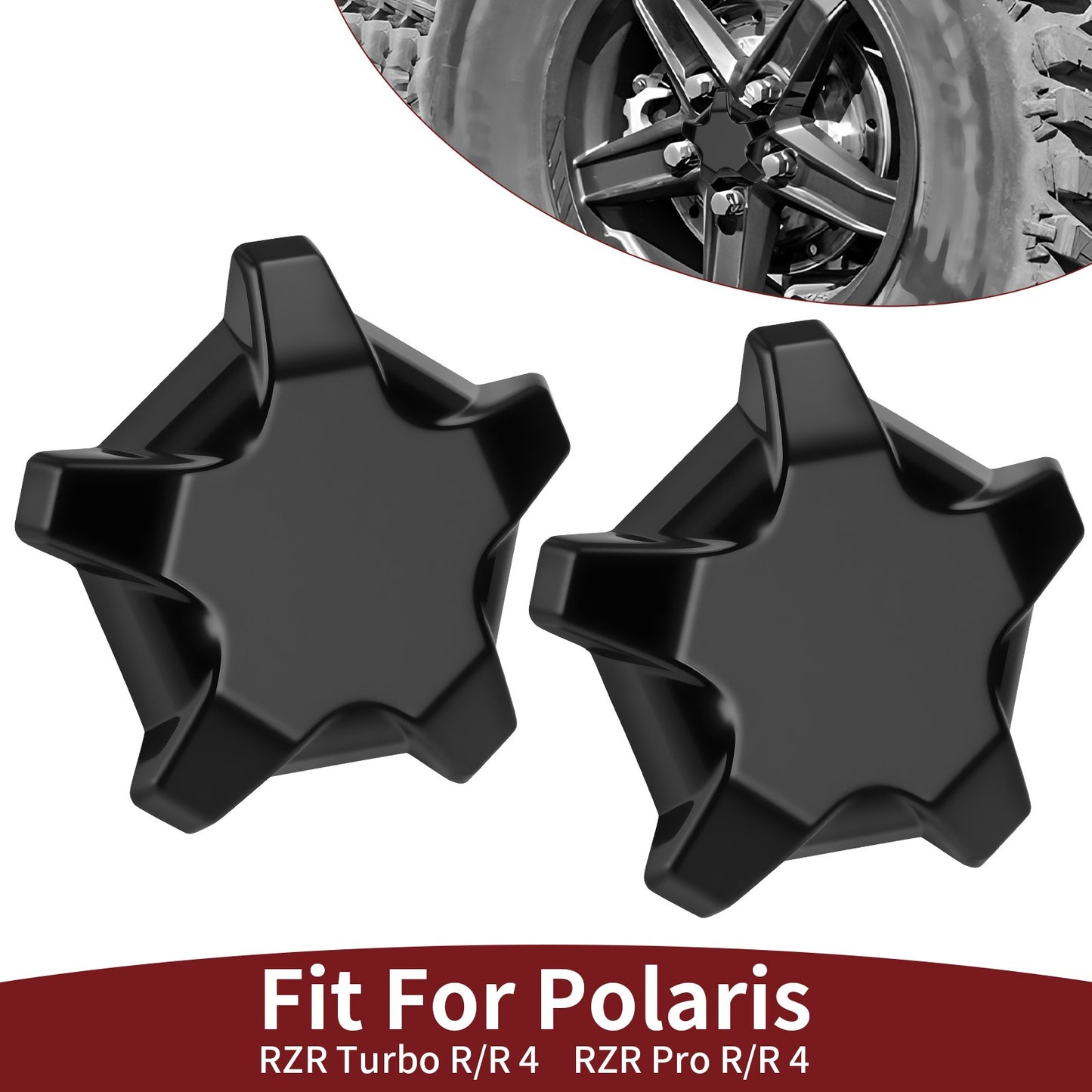 Set of 4 Matte Flash Black Rim Caps for Polaris RZR Turbo R (2022–2024)