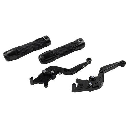 Black Extendable Brake Clutch Levers Grips Set for Kawasaki ZX636R (2003-2006)