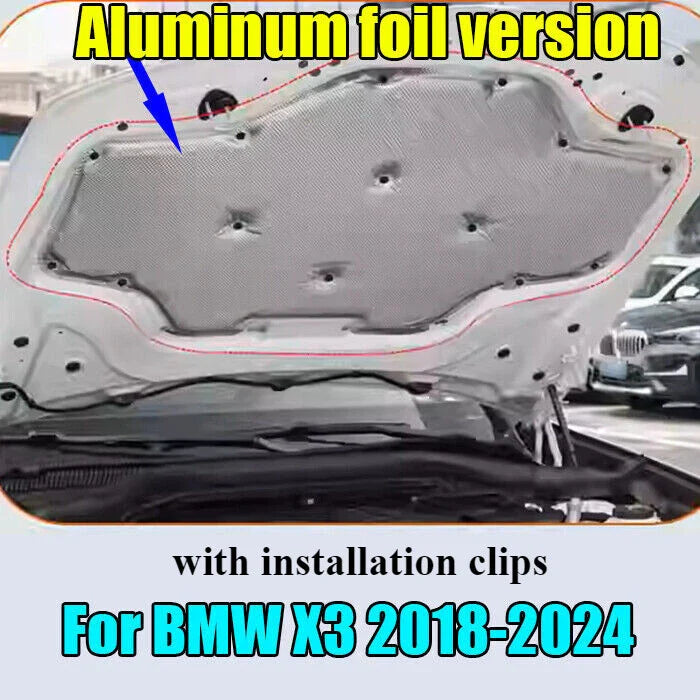 Front Sound Heat Shield Hood Insulation Pad Liner Cover for BMW X3 (2018-2024)