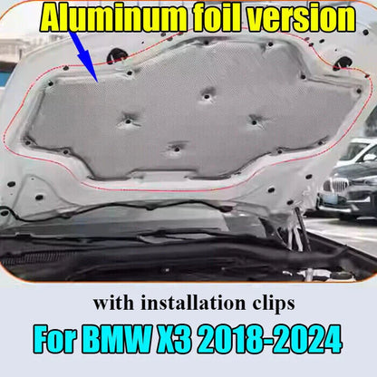 Front Sound Heat Shield Hood Insulation Pad Liner Cover for BMW X3 (2018-2024)