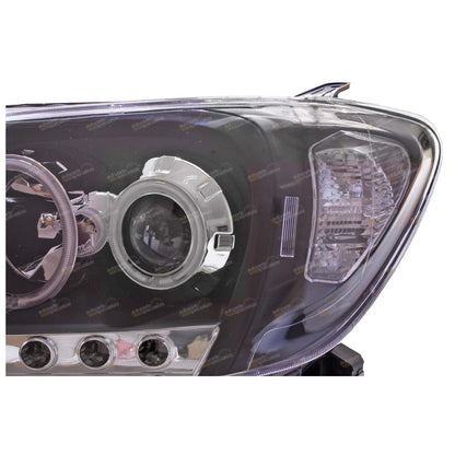 LED Angel Eye Projector Headlights for Toyota Hilux (2005–2011) Black