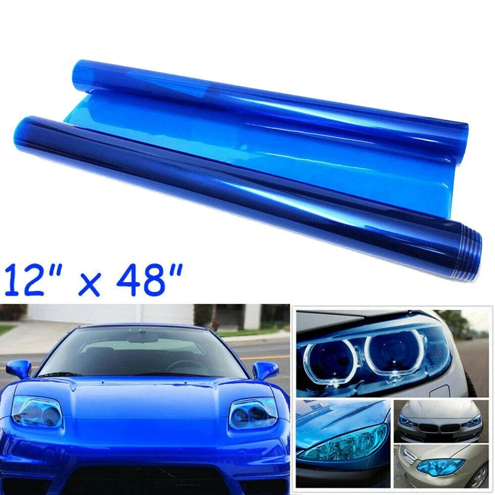 12x48 Blue Tint Vinyl Overlay Wrap Sheet Headlight Fog Light for Universal