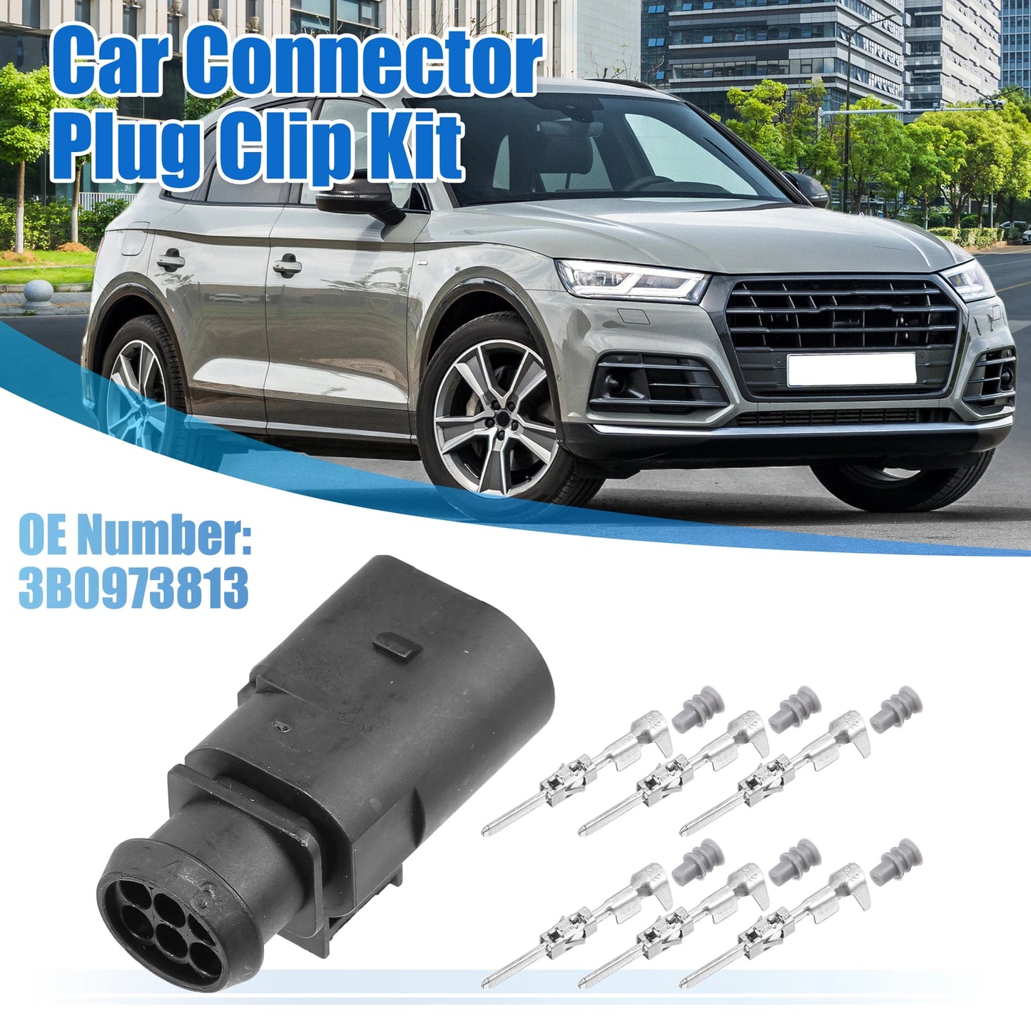Set of 1 No.3B0973813 6 Pin Male Connector Adapter Plug for VW Golf Jetta Passat
