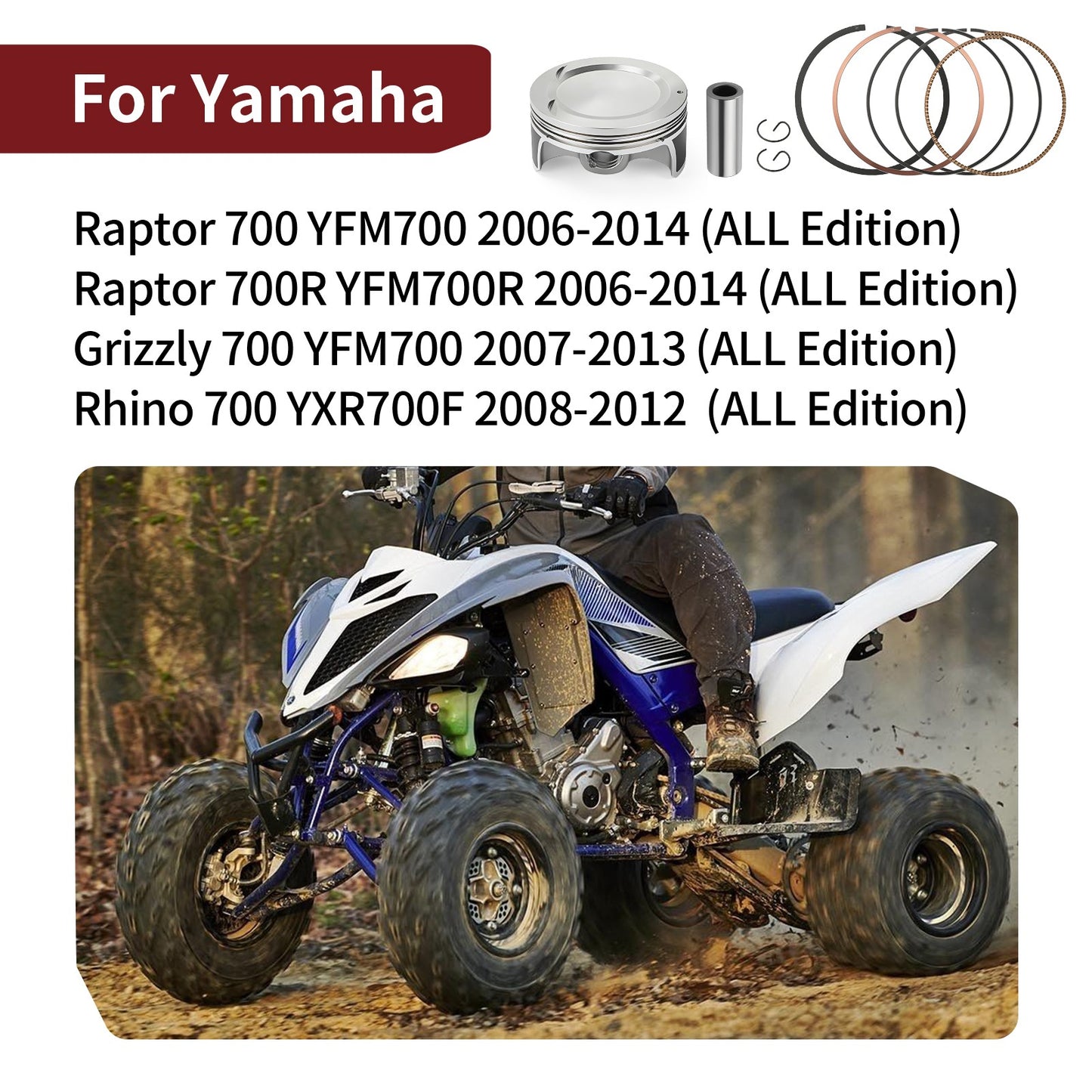 STD Forged Piston Kit with Rings for Yamaha Rhino 700 (2008–2012)