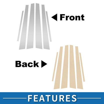 Set of 6 Door Pillar Window Trim for Mitsubishi Lancer (2002–2007) Silver Tone