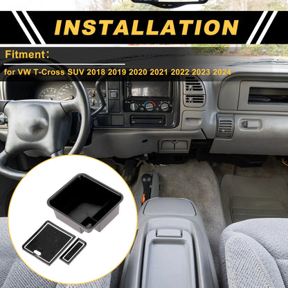 Center Console Armrest Organizer Tray for VW T-Cross (2018–2024) Plastic White