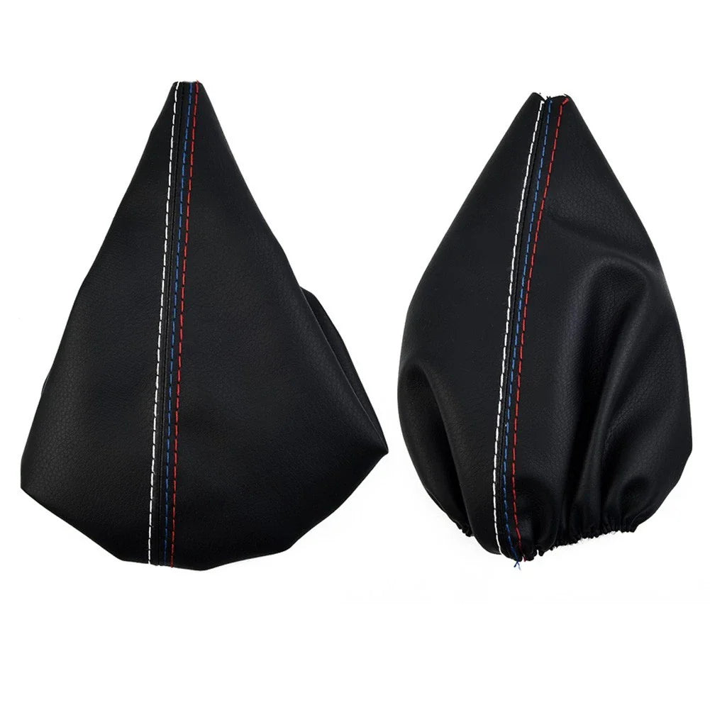Set Gear Shift Knob and Handbrake Gaiter Black PU Leather for 3 Series E36