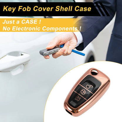 Rose Gold TPU Silicone Car Key Case for Ford Mondeo (2000–2007)