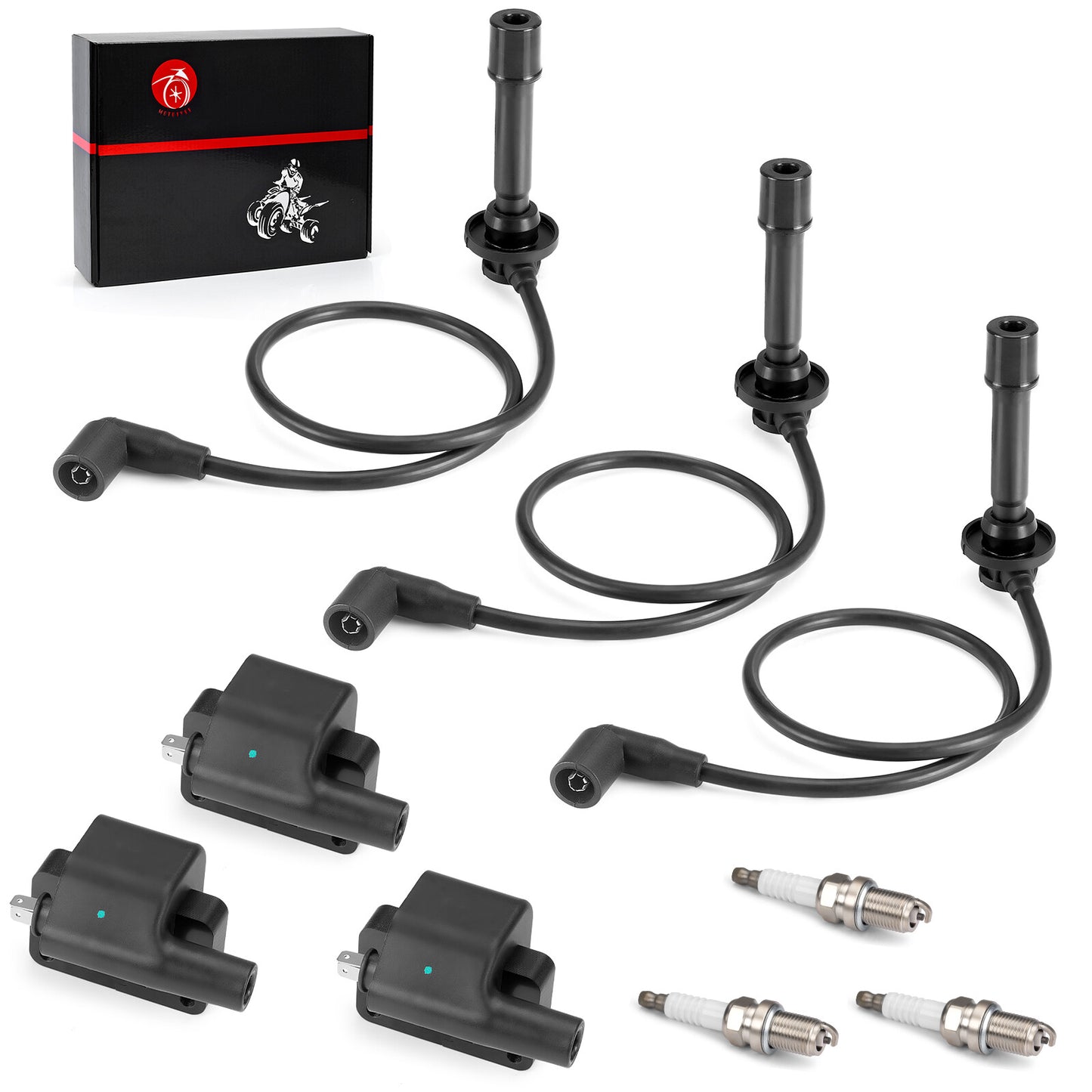 3X Ignition Coil Spark Plug Wire for Kawasaki Mule PRO-FX (2018)