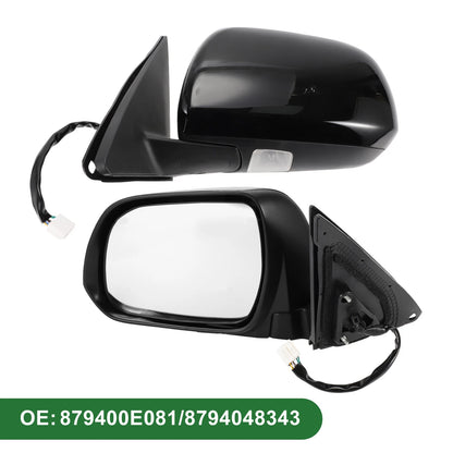 Left Side Door Mirror for Toyota Highlander (2008–2013) Manual Folding Gloss Black