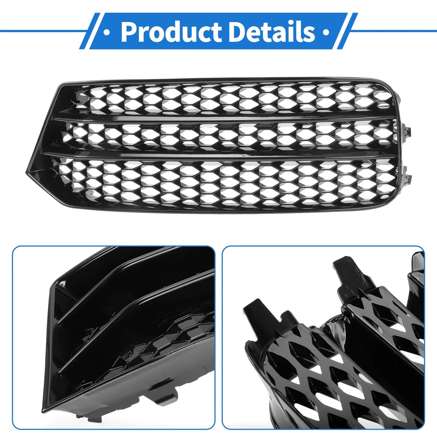 1pc Fog Light Grill for Audi A1 (No. 8XA807681B, Honeycomb Black)