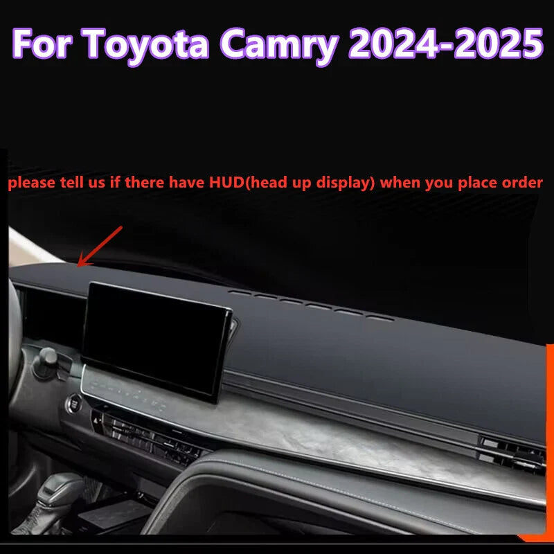 Black Leather Dashboard Cover Mat for Toyota Camry (2024–2025)