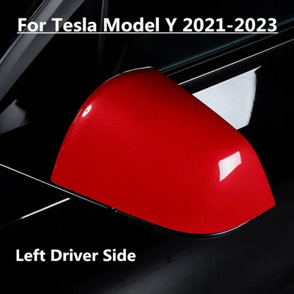Red Left Driver Side Mirror Rearview Cover Cap for Tesla Model Y (2021–2023)