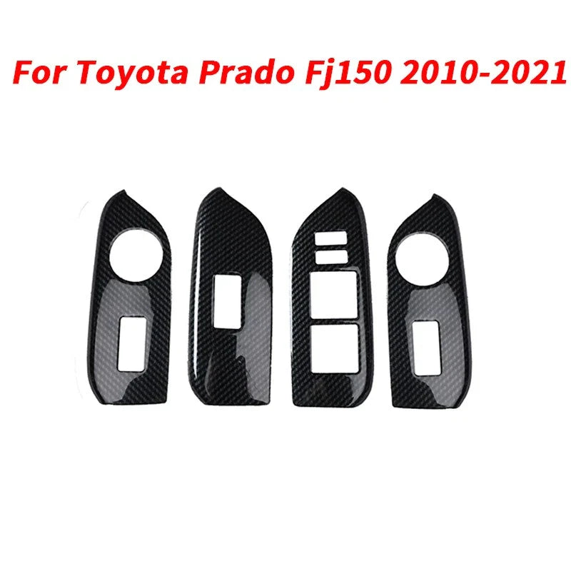 4x Carbon Fiber Window Switch Panel Cover for Toyota Prado Fj150 (2010–2021)