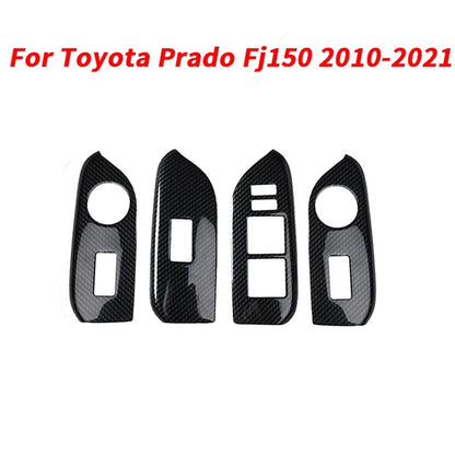 4x Carbon Fiber Window Switch Panel Cover for Toyota Prado Fj150 (2010–2021)