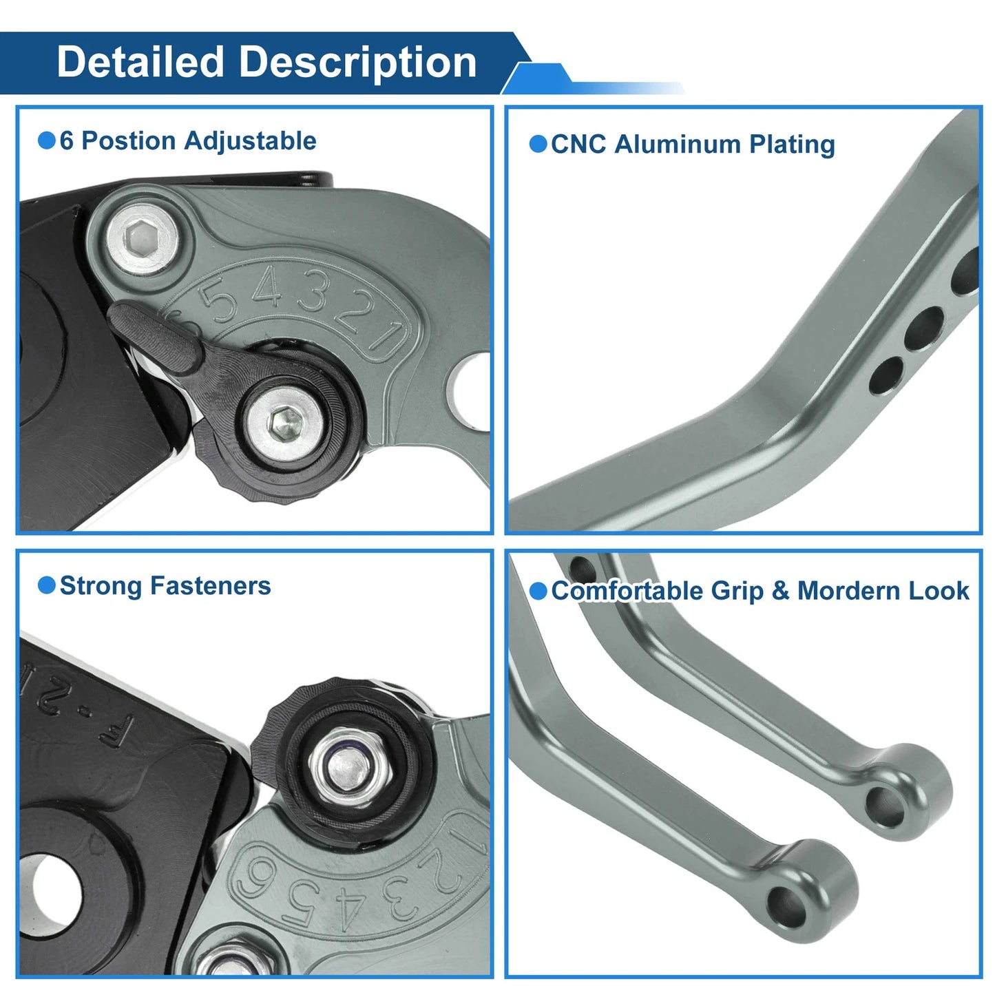 6 Position Adjustable Brake Clutch Levers for Kawasaki Z650 (2017–2023) Solid Titanium
