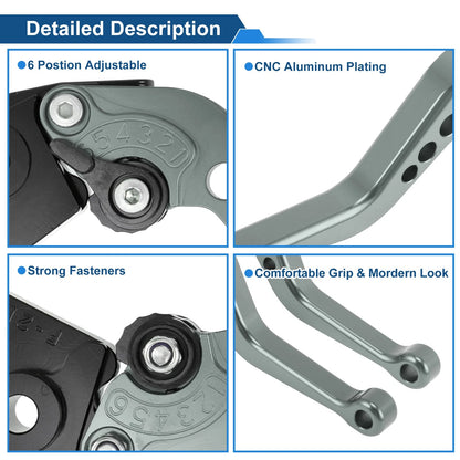 6 Position Adjustable Brake Clutch Levers for Kawasaki Z650 (2017–2023) Solid Titanium