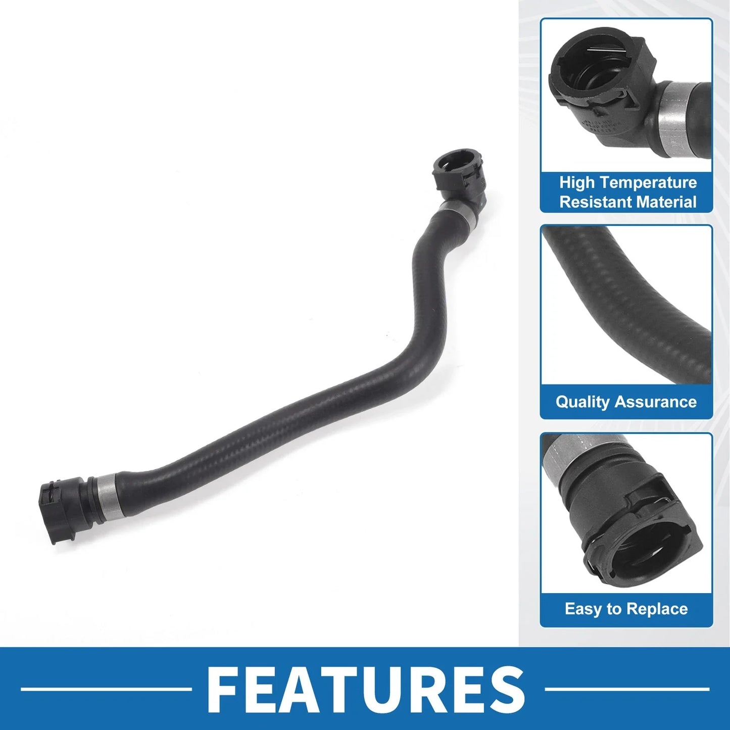 Heater Hose 1Pc Rubber Black for BMW 230i 2.0L (2017-2020)