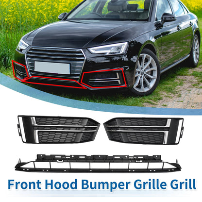Front Lower Bumper Grille for Audi A4 B9 (2016–2018) Black Sport Style