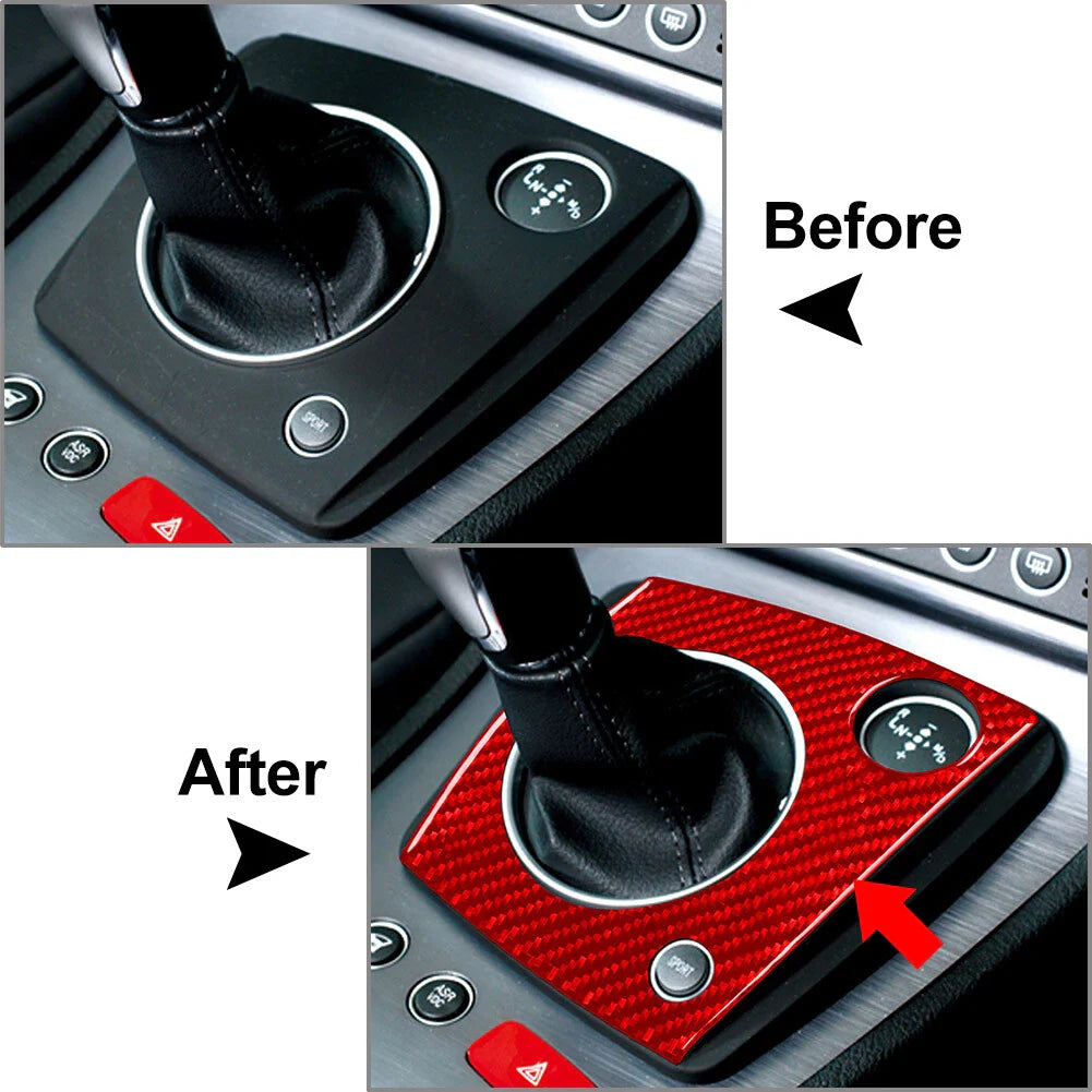 Red Carbon Fiber Gear Shift Panel Cover Trim for Alfa Romeo 159 (2006-2011)