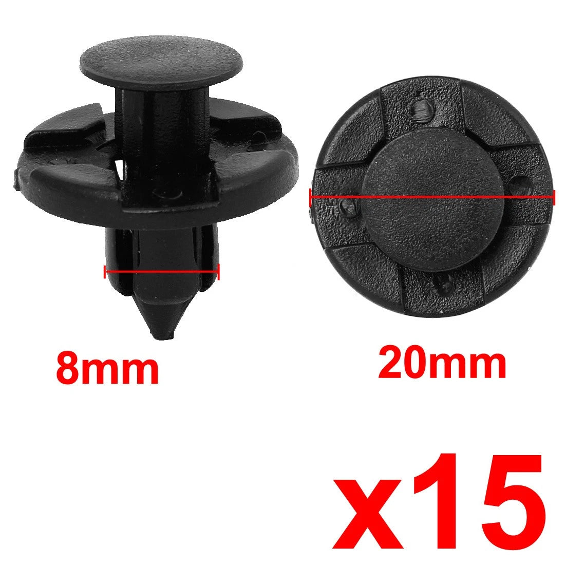 15 Pcs Plastic Push Fastener Rivets Clips for Nissan (8mm Dia Hole)