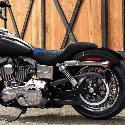 Black & Blue Driver & Passenger Seat for Harley Dyna Low Rider (2006-2017)