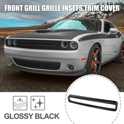 Black Front Grill Grille Inserts Cover Trim for Dodge Challenger (2015-2020)