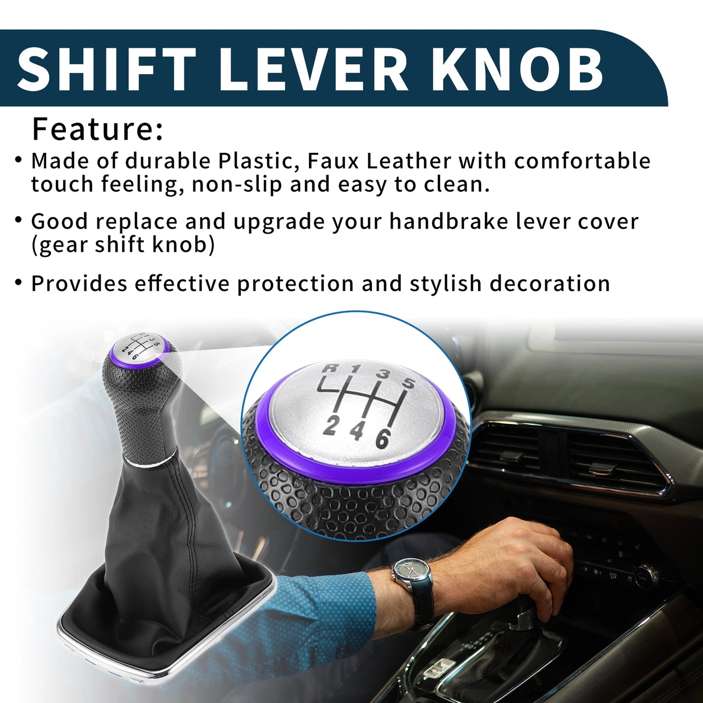 6 Speed Shift Knob with Boot Cover No. 1J0711113EG for VW Bora (1999–2005)