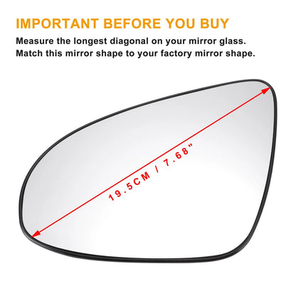 Left Side White Mirror Glass for Peugeot 108 (Non-heated)