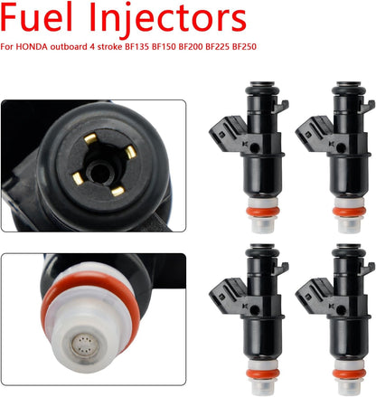 Set of 4 Fuel Injectors for Honda Outboard 4-Stroke (135-250 HP)