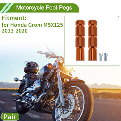 Motorcycle Foot Pegs for Honda Grom MSX125 Aluminum Alloy Orange (2013-2023)