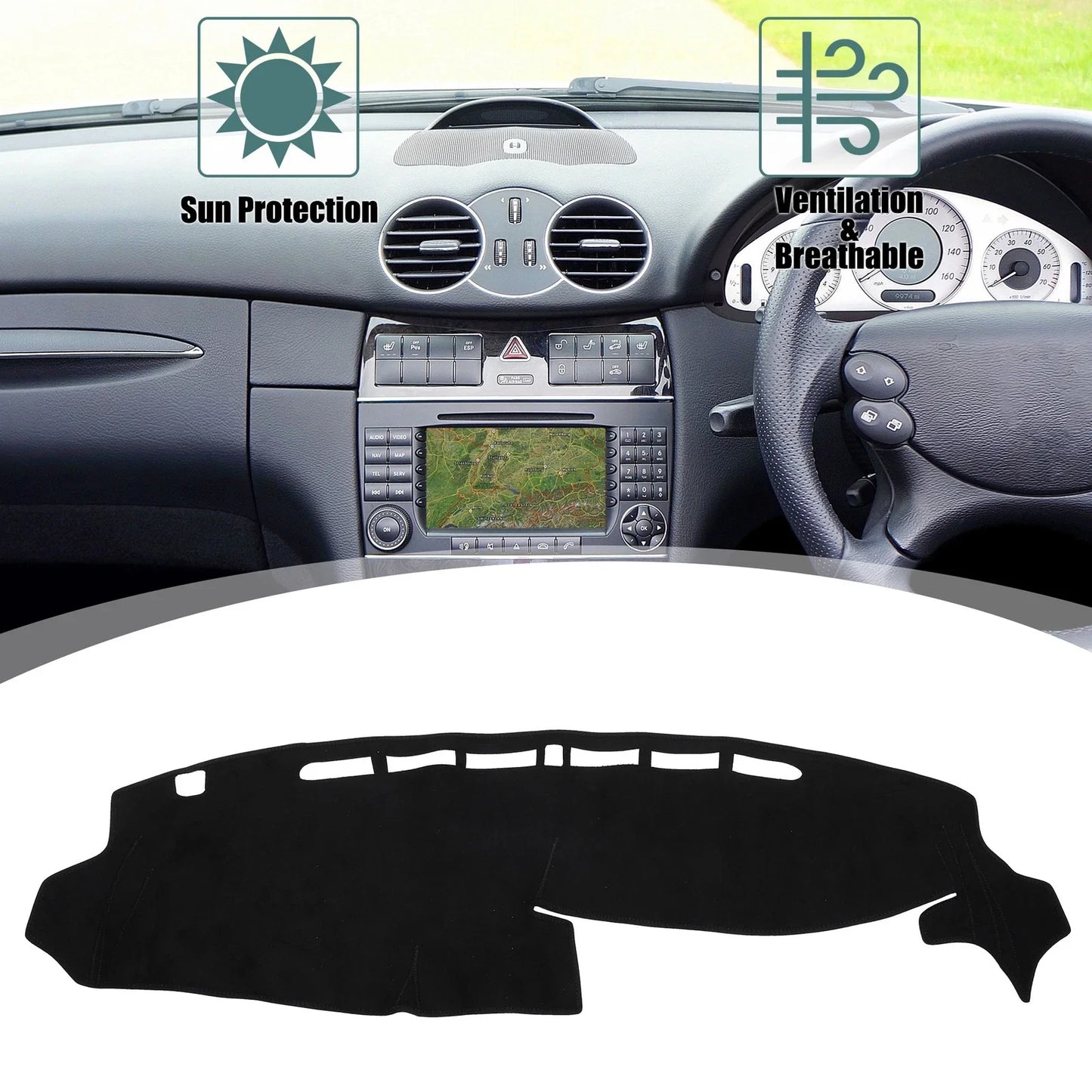 Car Dashboard Cover Black Non-Slip Mat for Honda N-BO JF3 JF4 (2018-2023)