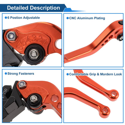 Short Brake Clutch Levers for Kawasaki Ninja 650R/ER-6F/EX650 (2017–2022) Orange