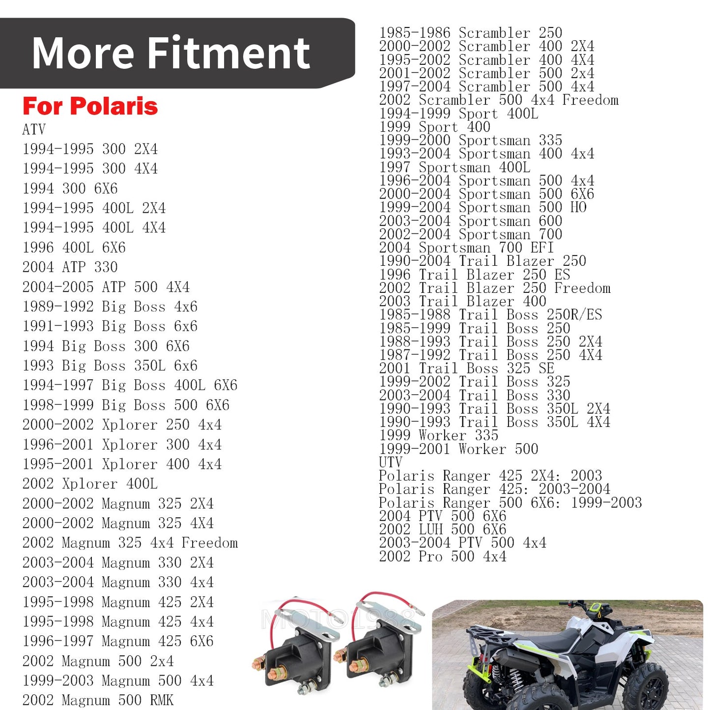 Starter Solenoid Relay for Polaris Sportsman 500 4x4 (1996–2004)