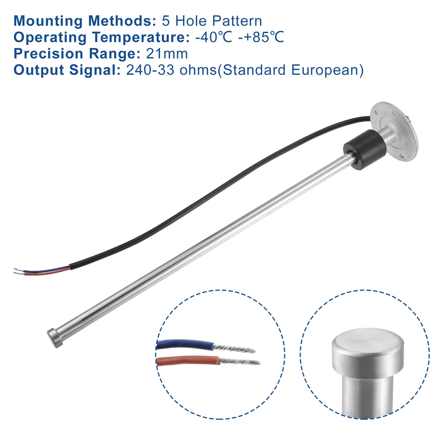 Set of 2 Fuel Level Sensors for Boat Car (240-33 Ohms, 400mm)