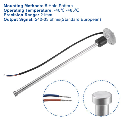 Set of 2 Fuel Level Sensors for Boat Car (240-33 Ohms, 400mm)