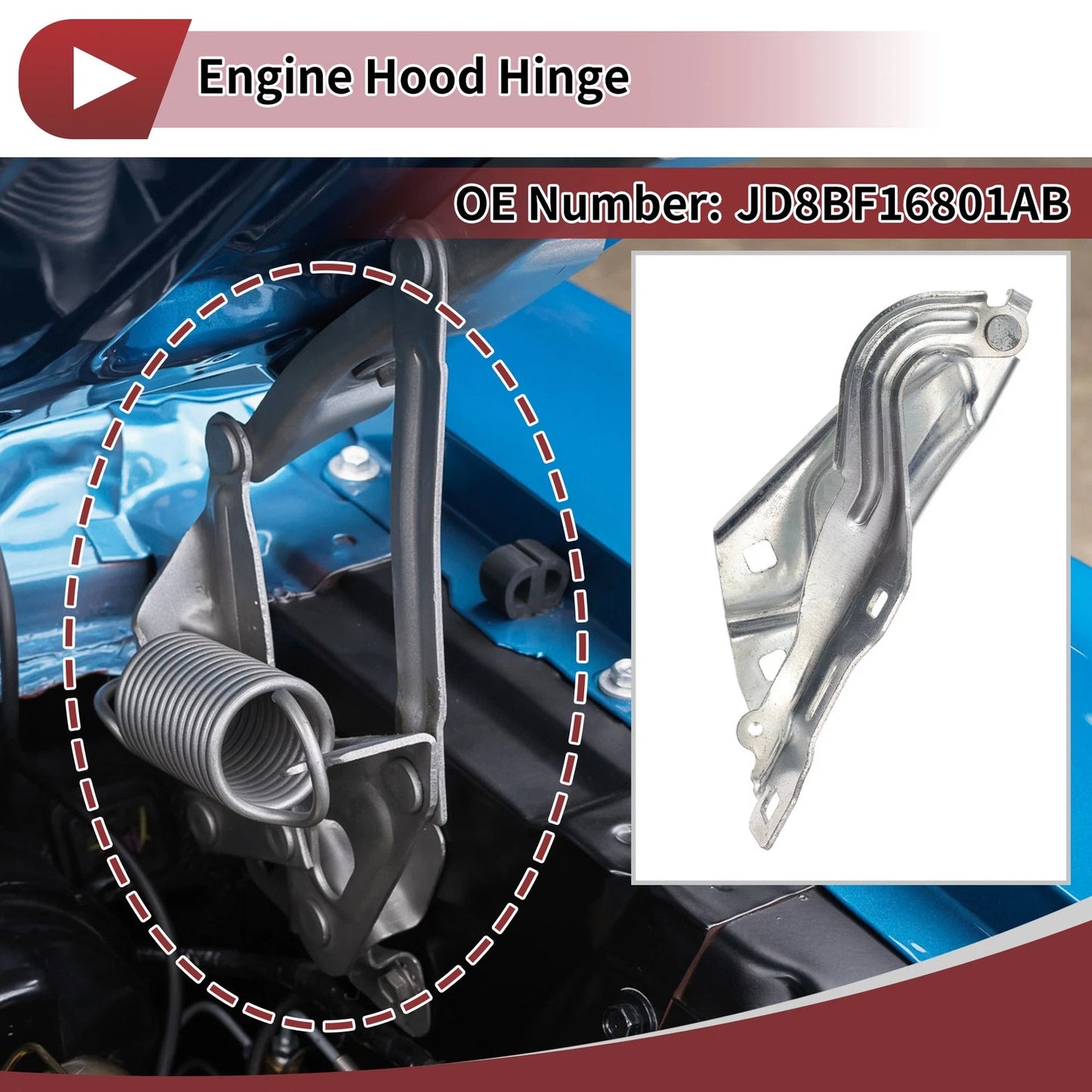 Hood Hinge for Ford Escort (2019) Left Side, Part Number: 1 pcs