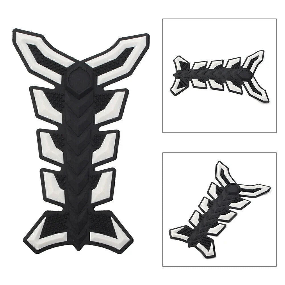 3D Decal Sticker Protector for Motorcycle White Gas Fuel Oil Tank Pad Fish Bone