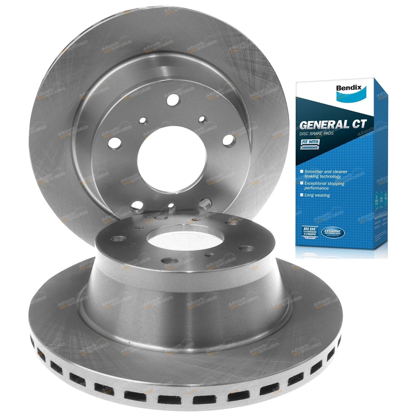 Front Brake Rotors & Bendix GCT Pads for Toyota Lexcen (1993–1997)
