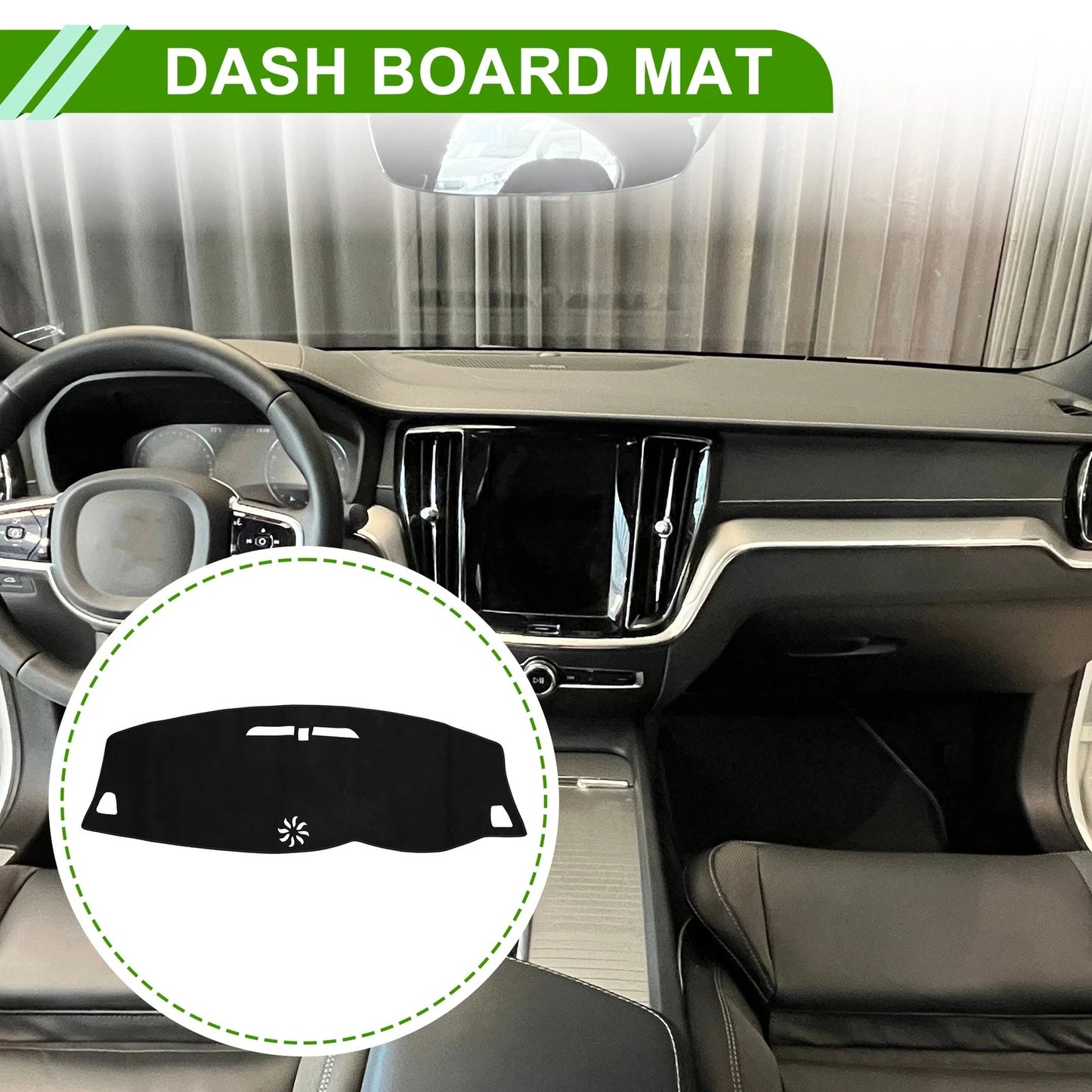 Dashboard Cover Mat for Volvo S60/V60/XC60 (2018–2022) Sun Protector Black