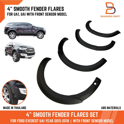 4" Matte Black Fender Flares for Ford Everest SUV (2015-2018)