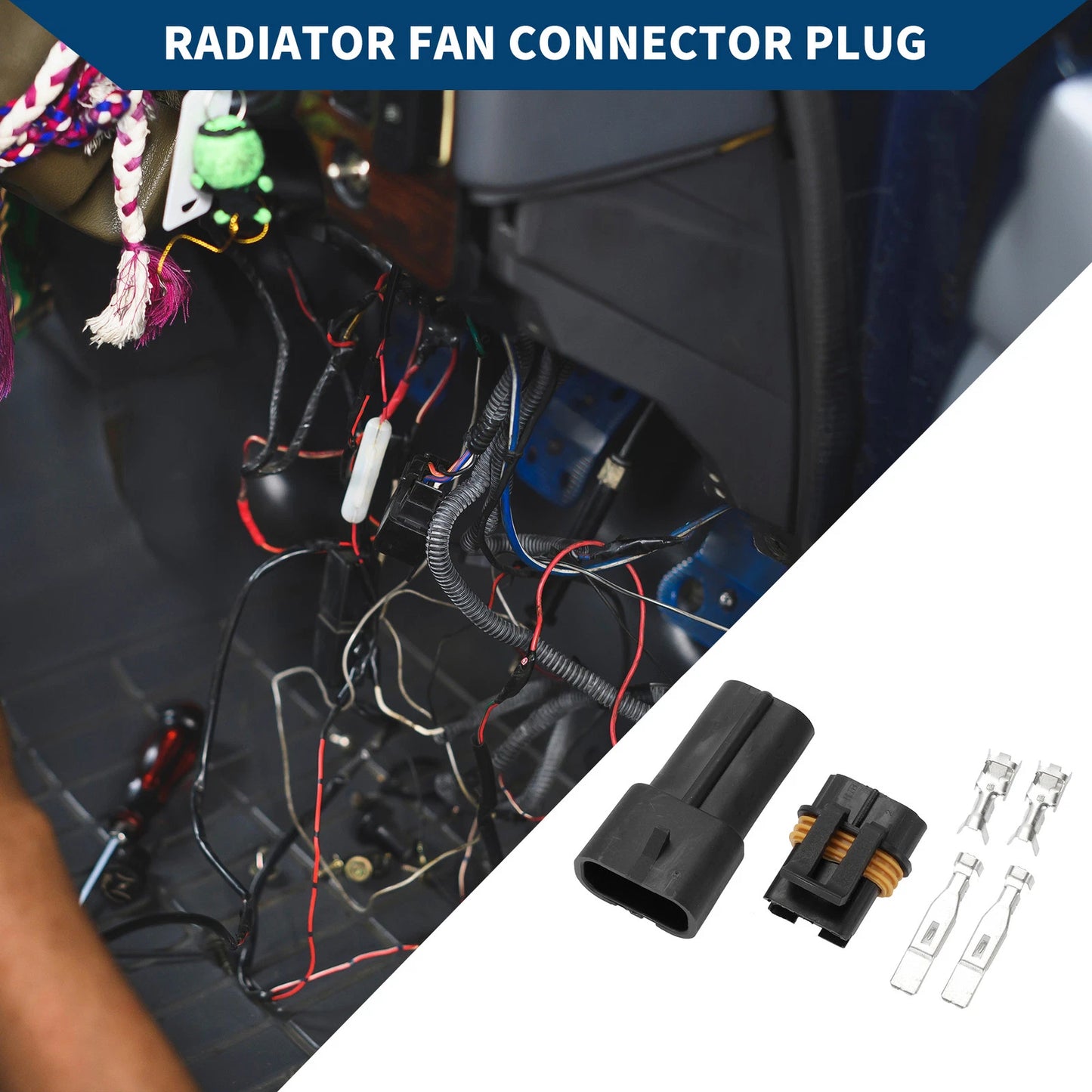 2 Pin Radiator Fan Connector Plug Set for Honda