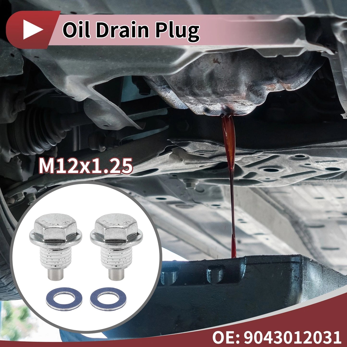 Set of 1 Oil Drain Plug for Toyota Tacoma Tundra Camry Corolla (No. 9043012031)